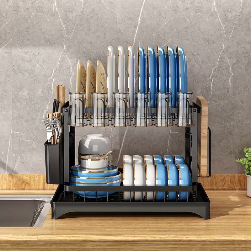 Globetrek° DishDrainer: Multi-Level Ruimtebesparende Keuken Afdruiprek Organizer
