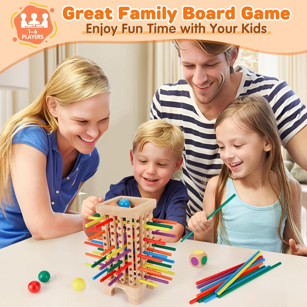 Kletshuts™ StickTower: Klassiek Montessori-Geïnspireerd Stok Toren Stapelspel