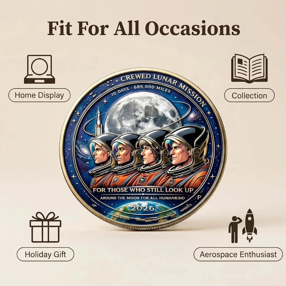TributeCoin 1+2 GRATIS - Artemis II Lunar Missie Eerbetoon Munt