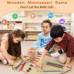 Kletshuts™ StickTower: Klassiek Montessori-Geïnspireerd Stok Toren Stapelspel