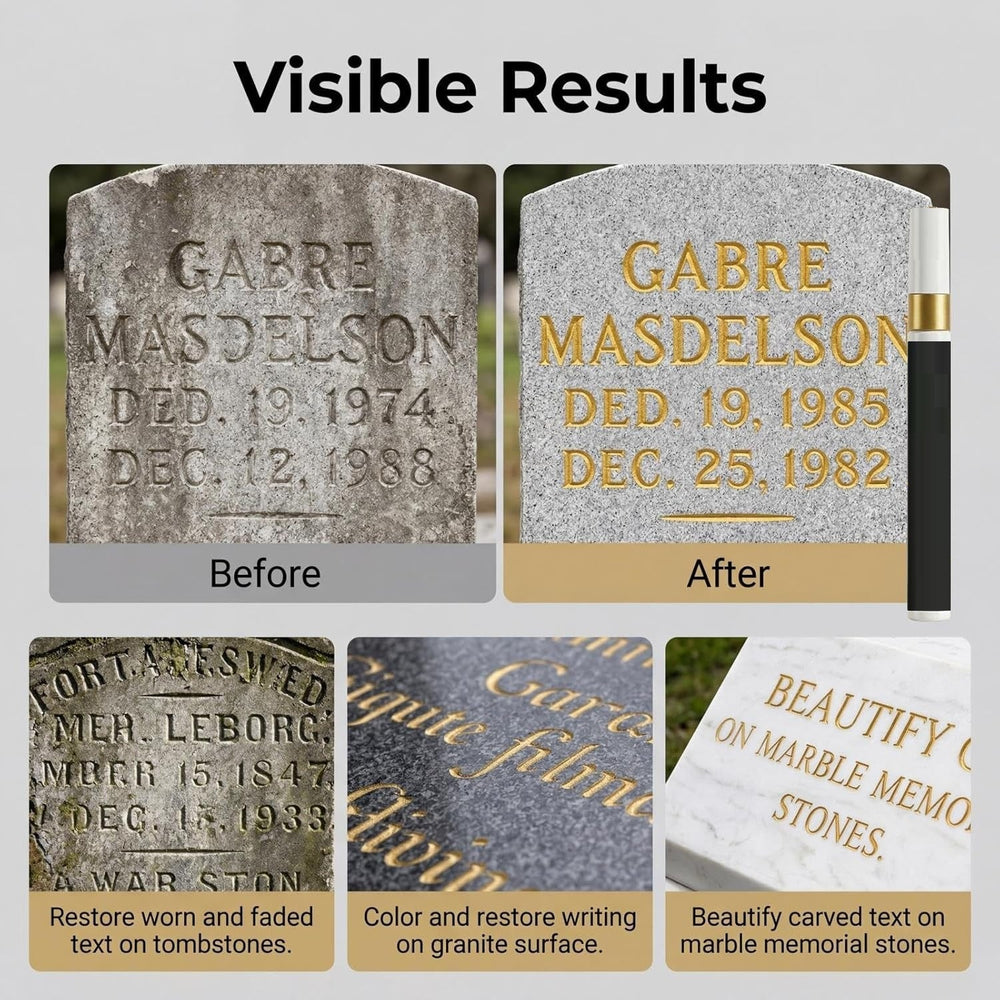 TombstonePen 1+2 GRATIS: Herstelpen voor Grafstenen en Steenoppervlakken