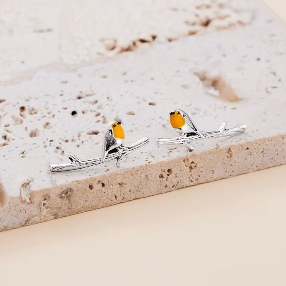 Jewelance™ BirdEarrings 1+1 GRATIS: Mode Roodborstje Vogel Neergestreken Op Een Takje Stud Oorbellen