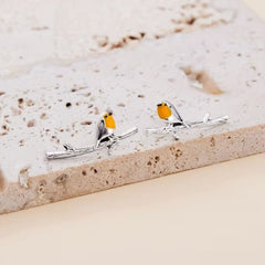 Jewelance™ BirdEarrings 1+1 GRATIS: Mode Roodborstje Vogel Neergestreken Op Een Takje Stud Oorbellen