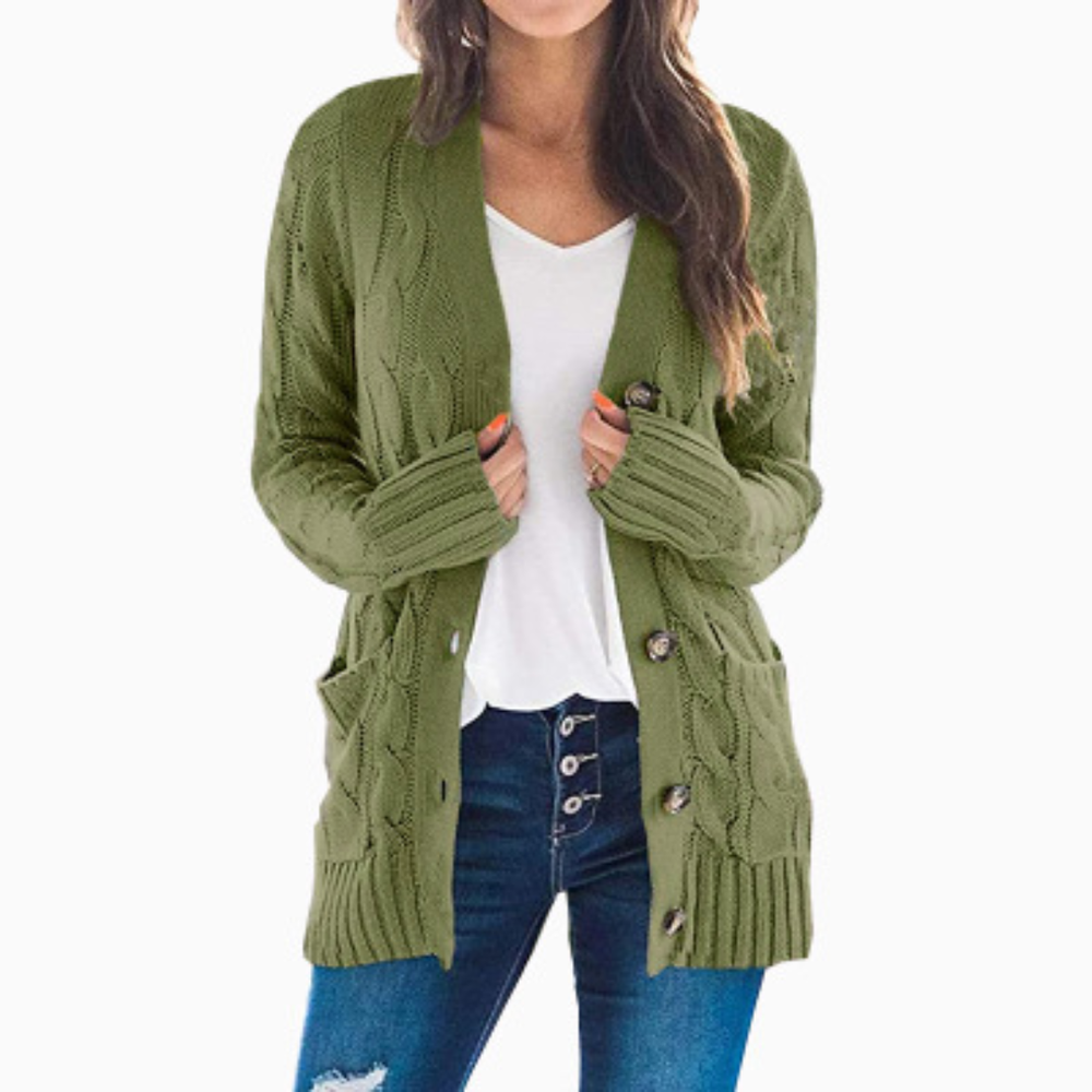 Icone™ KnittedCardigan: Dames Gezellig Lang Gebreid Vest