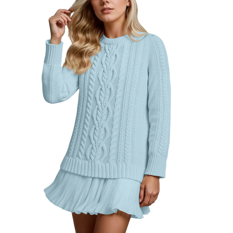 Icone™ KnittedDress: Knus Mini Lange Mouwen Gebreid Jurk