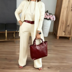 Icone™ ClassySet: Stijlvol Dames 3-Delig Lang Cardigan En Broek Chique Set