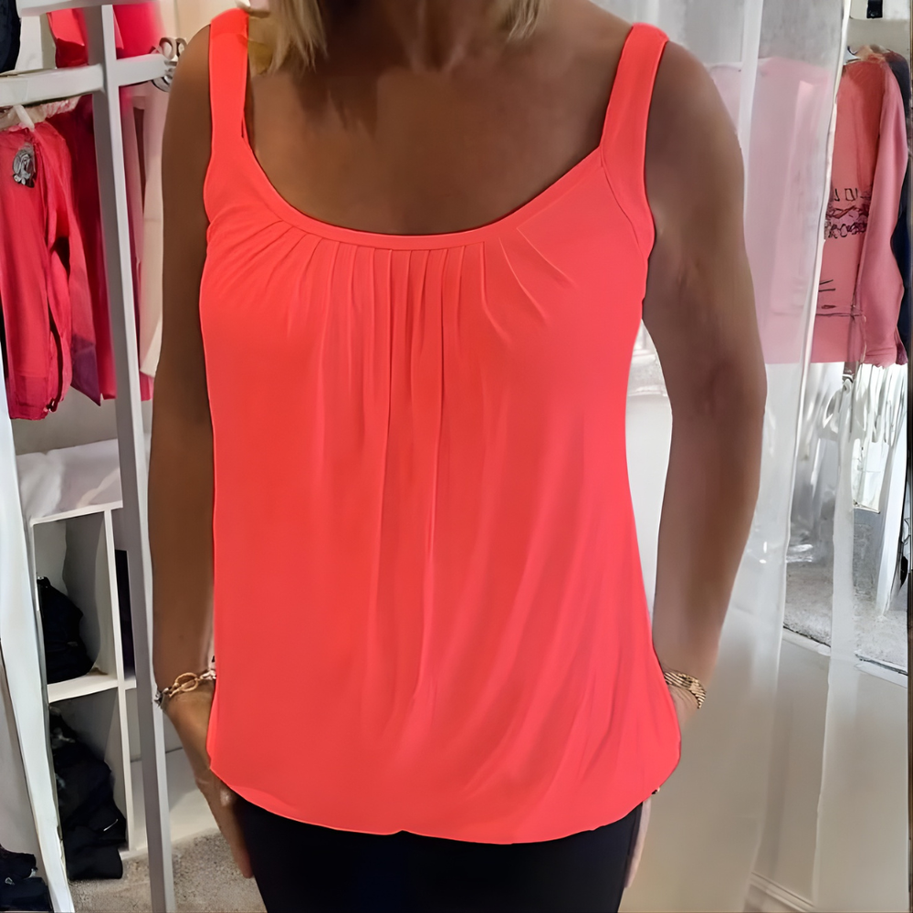 Icone™ SleevelessTop: Stijlvolle Zomer Effen Plissé Tank Mouwloze Bovenkant
