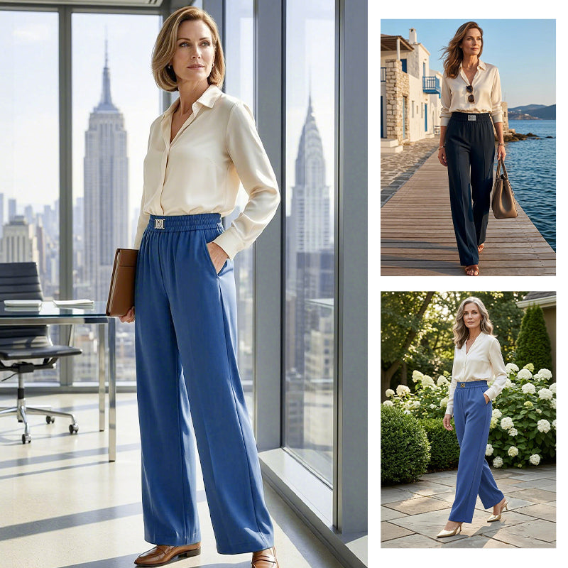 Icone™ DrapePants: Stijlvolle Rekbare Hoge Taille Drape Broek