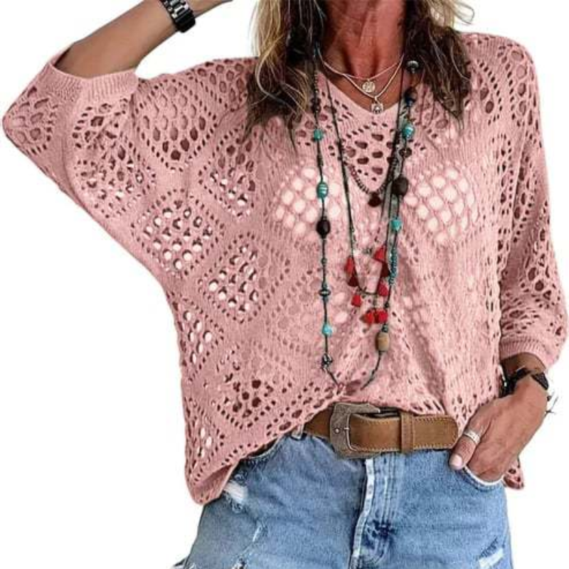 Icone™ CrochetCoverup: Bohemian Zomer Mid-Lengte Mouwen Coverup