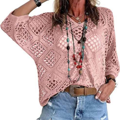 Icone™ CrochetCoverup: Bohemian Zomer Mid-Lengte Mouwen Coverup