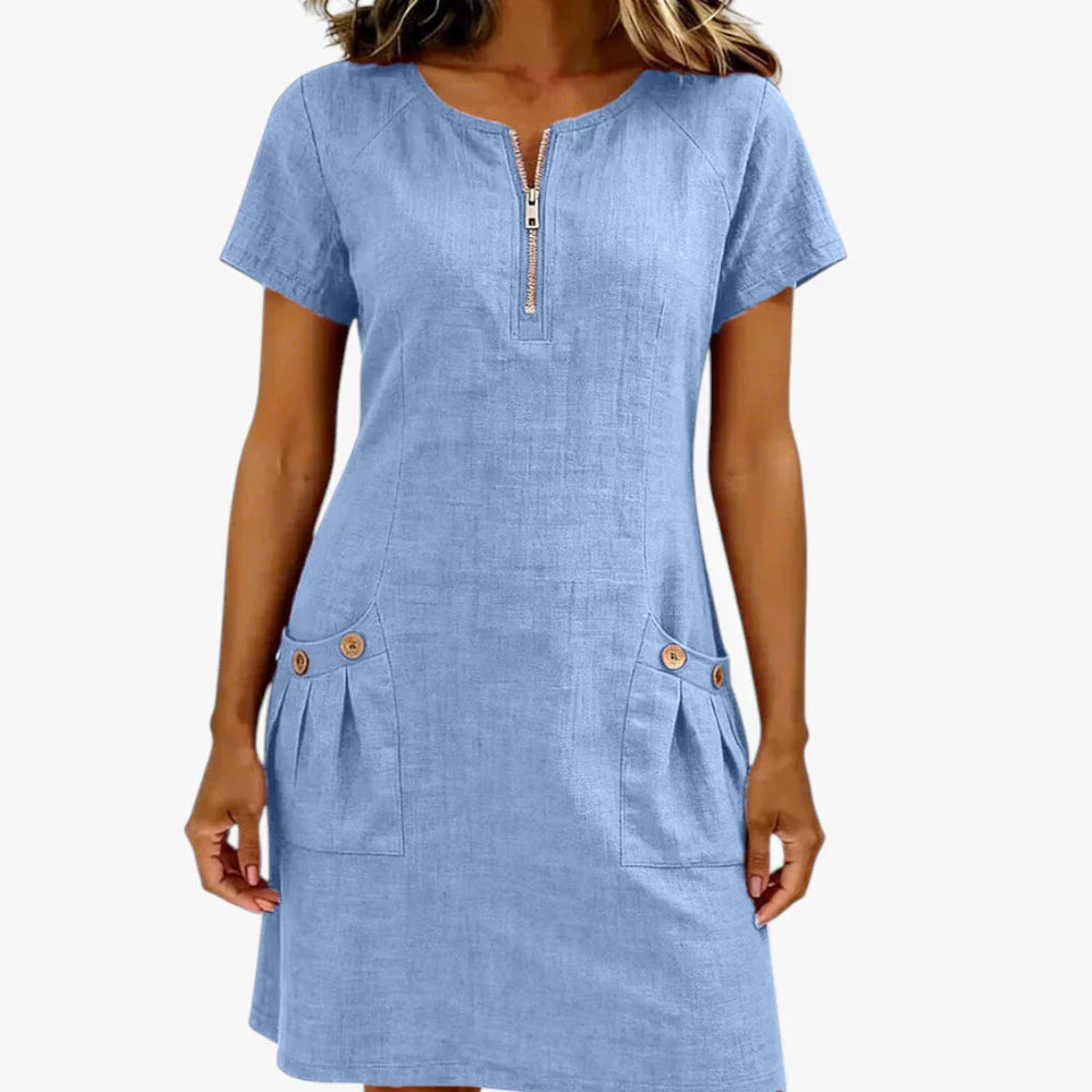 Icone™ BreezyDress: Zomer Breezy Casual Jurk Met Voorzakken