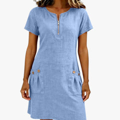 Icone™ BreezyDress: Zomer Breezy Casual Jurk Met Voorzakken