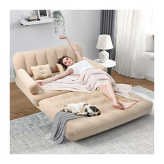 UltiFurni® RestLounge: Converteerbare 2-in-1 Snelle Opzet Opblaasbare Rust Lounge Sofa Bed