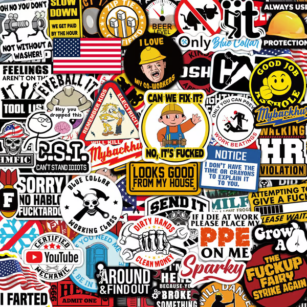 FunnyStickers: Grappige Blauwe Kraag Waterdichte Stickers Pakket