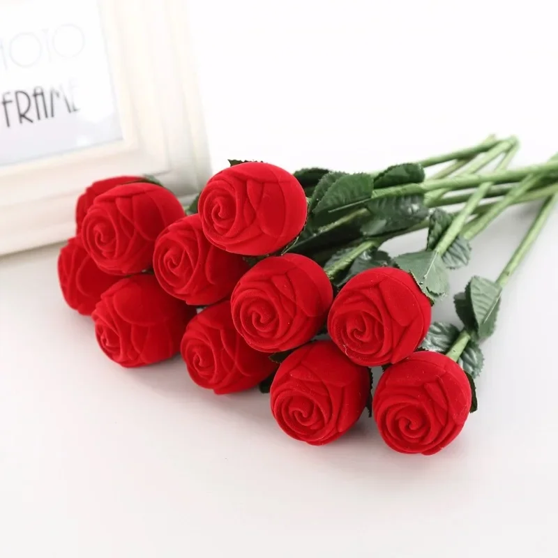 RingBox 1+1 GRATIS: Deluxe Romantische Rode Rozen Ringdoos Houder