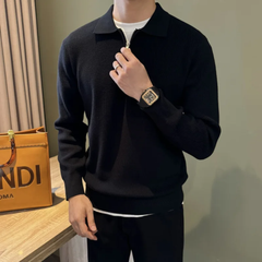 Icone™ PoloSweater: Ontspannen Kraag Gebreide Polo Trui