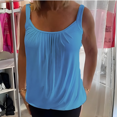 Icone™ SleevelessTop: Stijlvolle Zomer Effen Plissé Tank Mouwloze Bovenkant