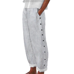 Icone™ StripePants: Comfortabele Mode Stripe Broek Met Zakken