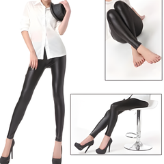 Icone™ TightLeggings 1+1 GRATIS: Zwarte Glanzig Hoge Taille Strakke Leggings