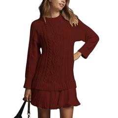 Icone™ KnittedDress: Knus Mini Lange Mouwen Gebreid Jurk