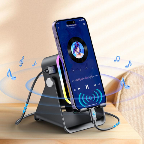 SoundCharge - Slimme Draagbare Inductie Geluid Telefoonstandaard Oplader En Luidspreker