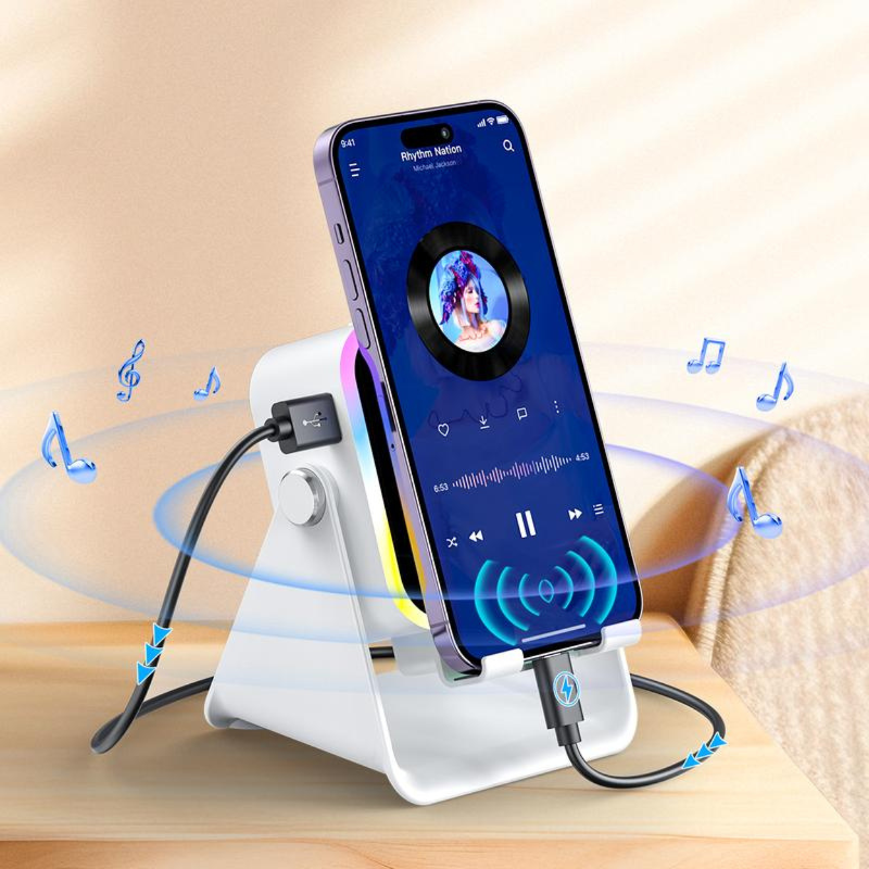 SoundCharge - Slimme Draagbare Inductie Geluid Telefoonstandaard Oplader En Luidspreker