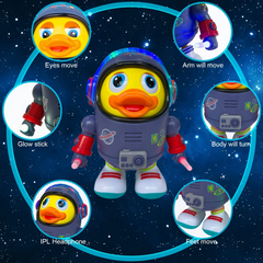 Kletshuts™ DancingDuck – Interactief Muzikaal Ruimte Dansende Eend Astronaut Speelgoed