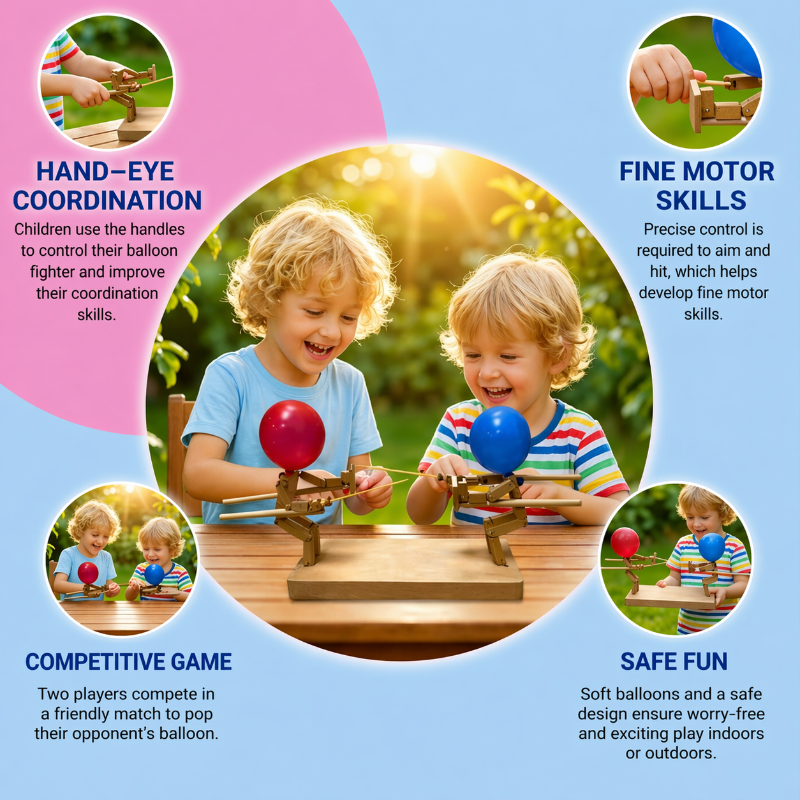 Kletshuts™ BalloonDuel: Houten Speelgoed Ballon Interactief Duel Spel Leuk Feest Spel