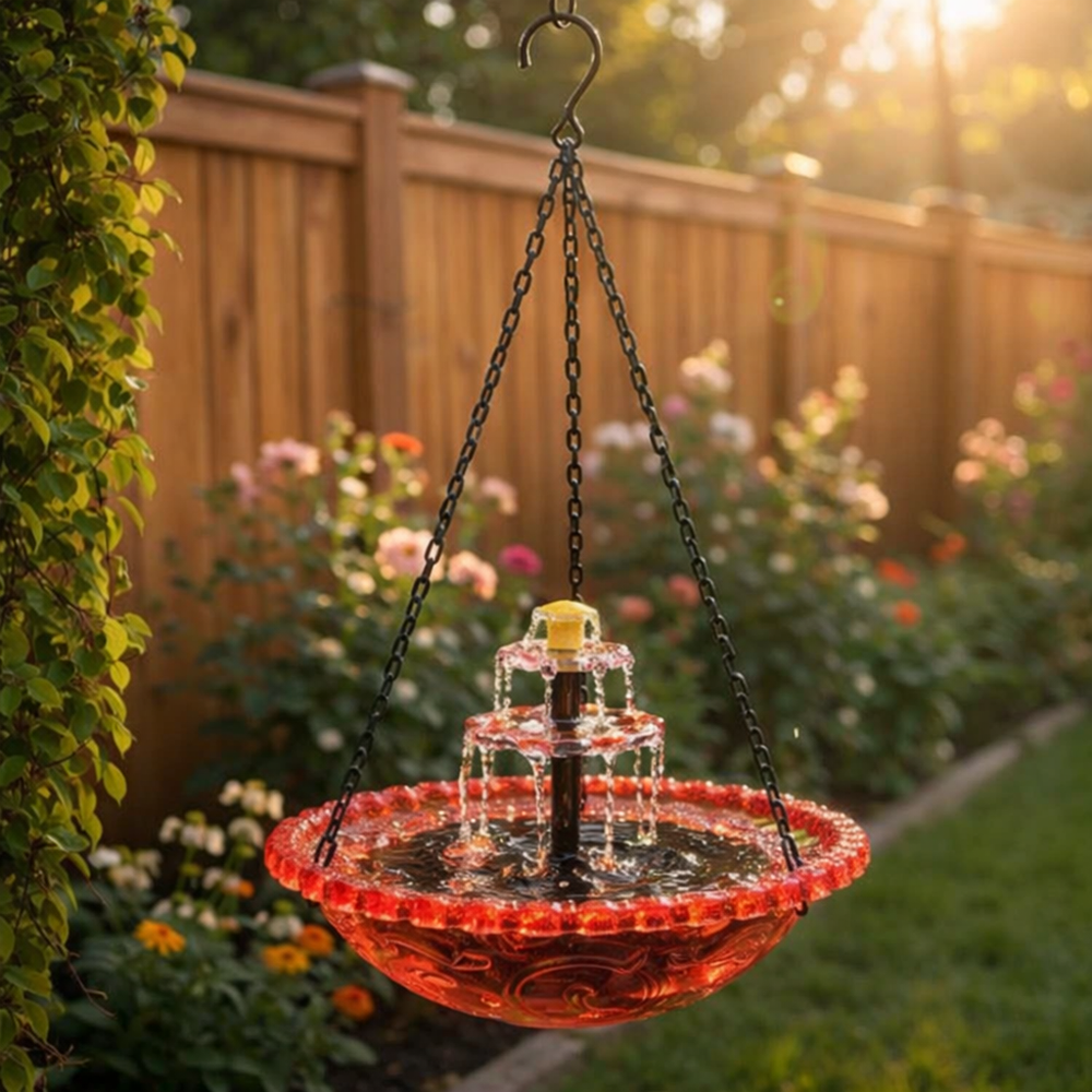 BirdbathFountain - Zonne-Energie Hangende Vogelbad Gelaagde Fontein