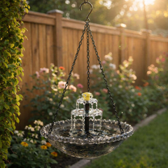 BirdbathFountain - Zonne-Energie Hangende Vogelbad Gelaagde Fontein