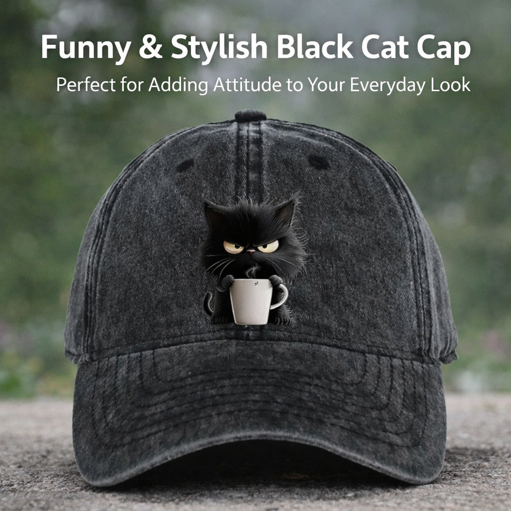 Icone™ CatCap 1+1 GRATIS: Stijlvol Casual Zwarte Baseball Speelse Kat Cap Ontwerp