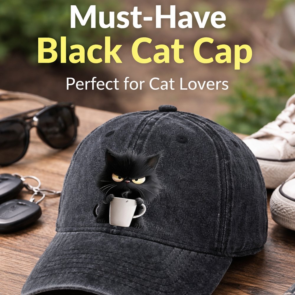 Icone™ CatCap 1+1 GRATIS: Stijlvol Casual Zwarte Baseball Speelse Kat Cap Ontwerp