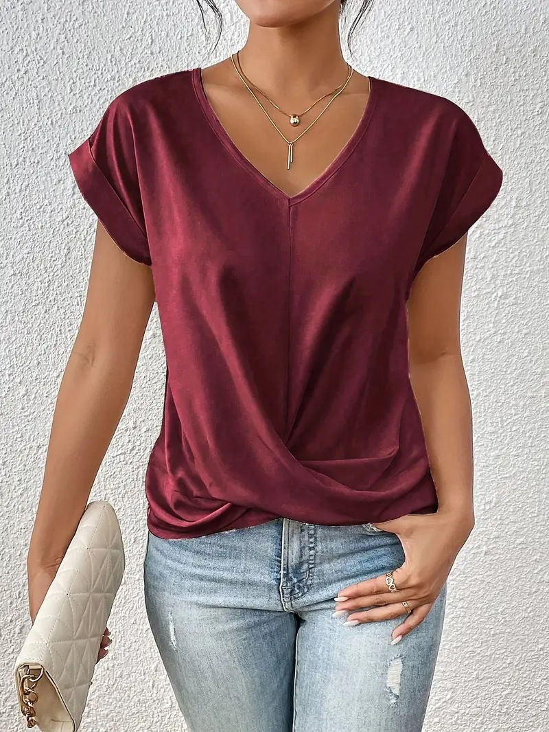 Icone™ TwistTop: Elegante Twist Voorkant Stijl Korte Mouw Casual Top