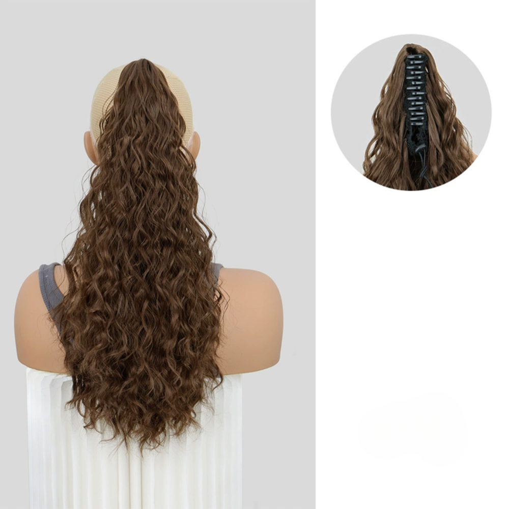 Rose® HairExtension: Klem-Op Lang Krullend Volumineus Haar Extension Paardenstaart