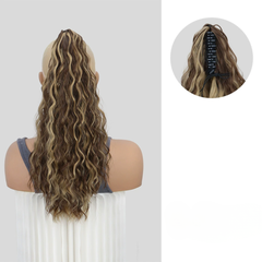 Rose® HairExtension: Klem-Op Lang Krullend Volumineus Haar Extension Paardenstaart