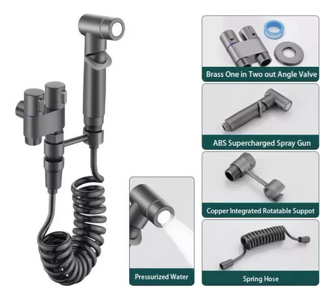Globetrek° PremiumBidet - Eenvoudige Installatie Dubbele Ventiel Handgehouden Premie Bidet Set