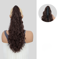 Rose® HairExtension: Klem-Op Lang Krullend Volumineus Haar Extension Paardenstaart