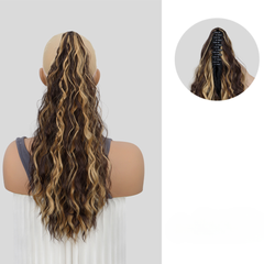 Rose® HairExtension: Klem-Op Lang Krullend Volumineus Haar Extension Paardenstaart