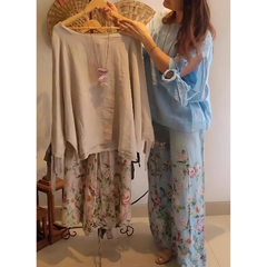 Icone™ LooseSet: Losse Lange Mouwen Blouse En Bloemenprint Broek Set Voor Dames