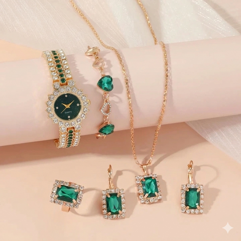 Jewelance™ JewelrySet: Mode Luxe Smaragd Groen Sieraden Set Cadeau Doos