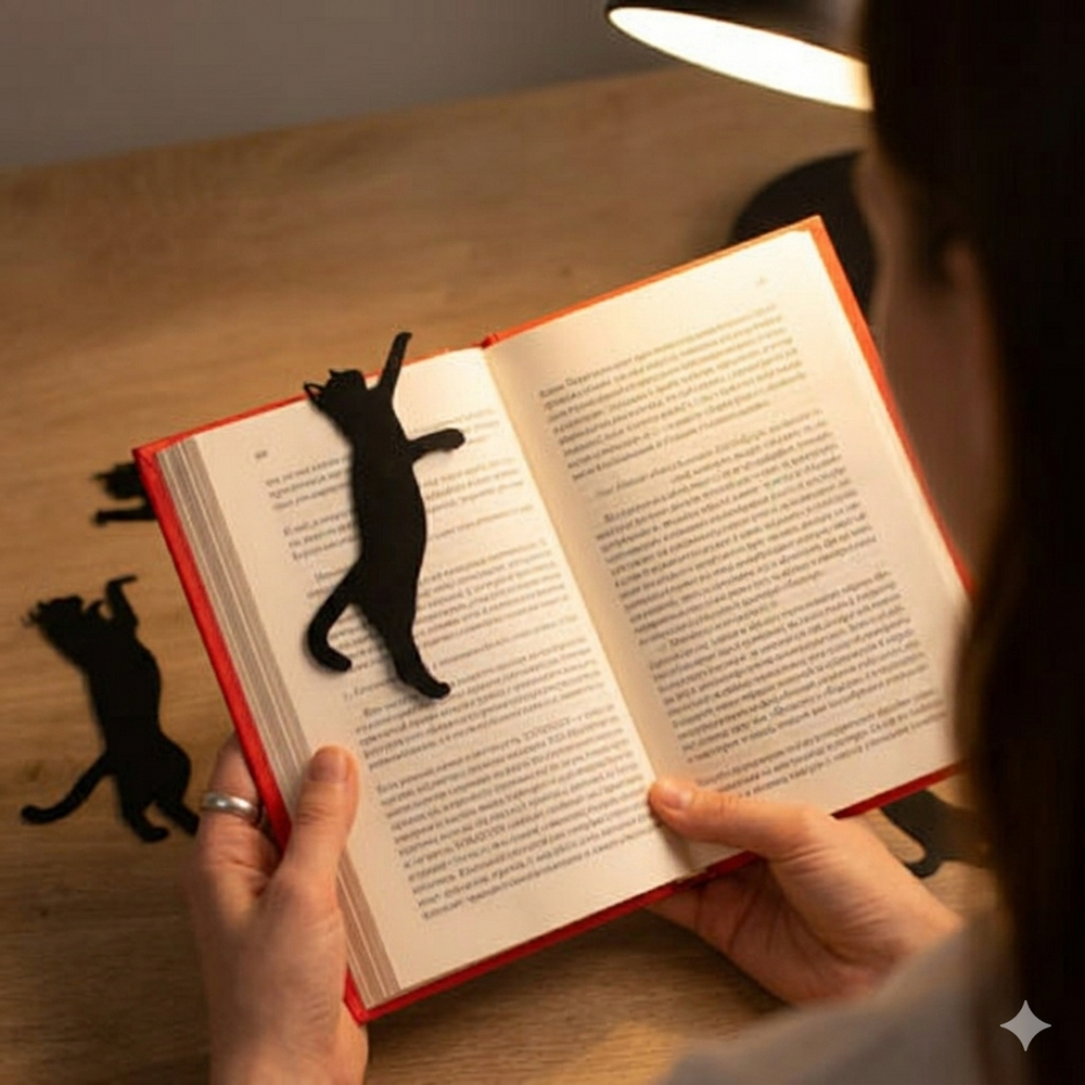 CatBookmark: Decoratieve Pagina Markeerder En Kat Boekenlegger Clip Set