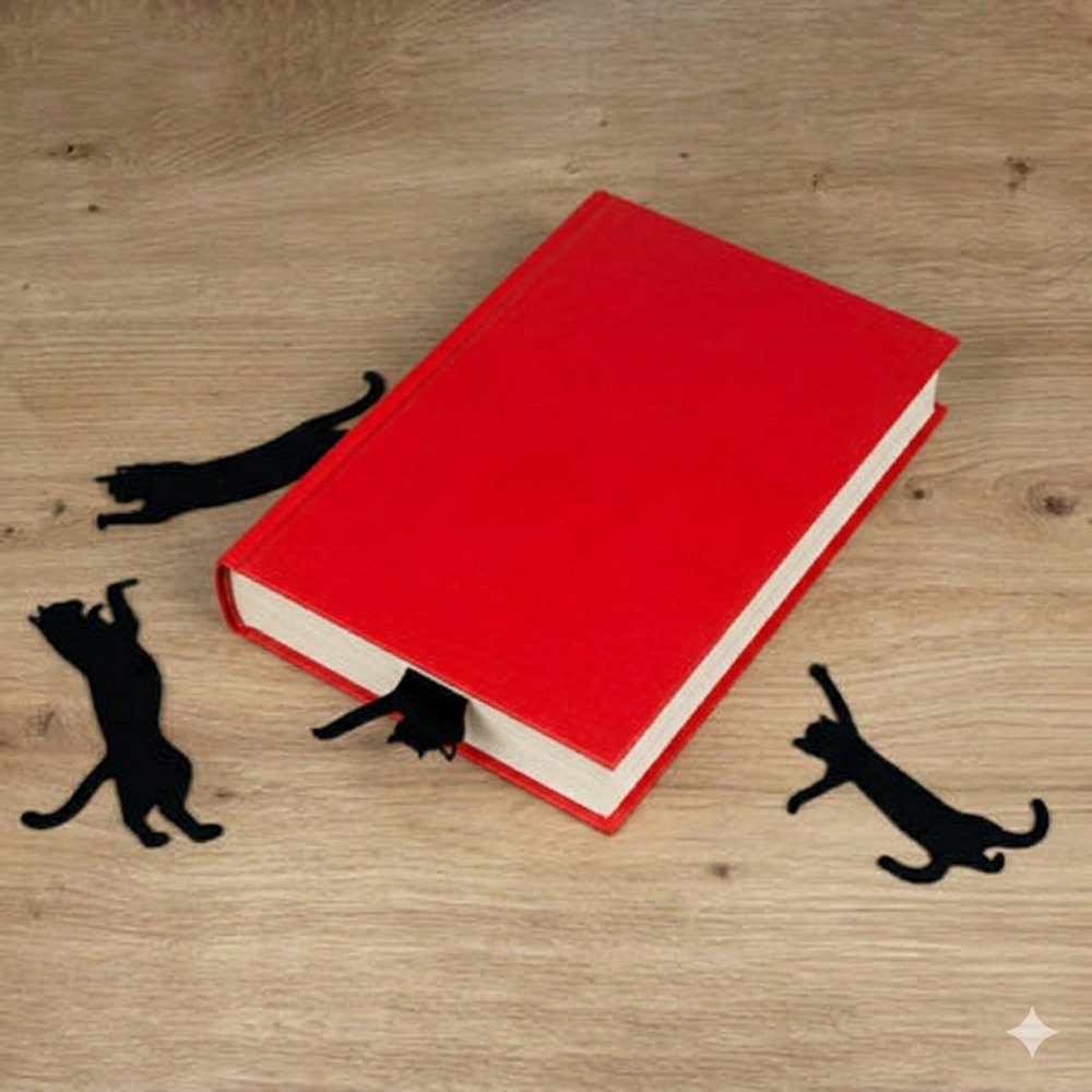 CatBookmark: Decoratieve Pagina Markeerder En Kat Boekenlegger Clip Set
