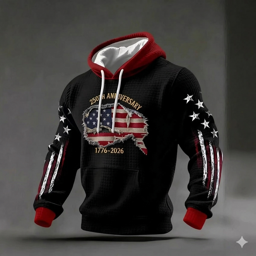 Icone™ CasualHoodie: Trekkoord Toevallig Patriottische Capuchon Met Voorzak