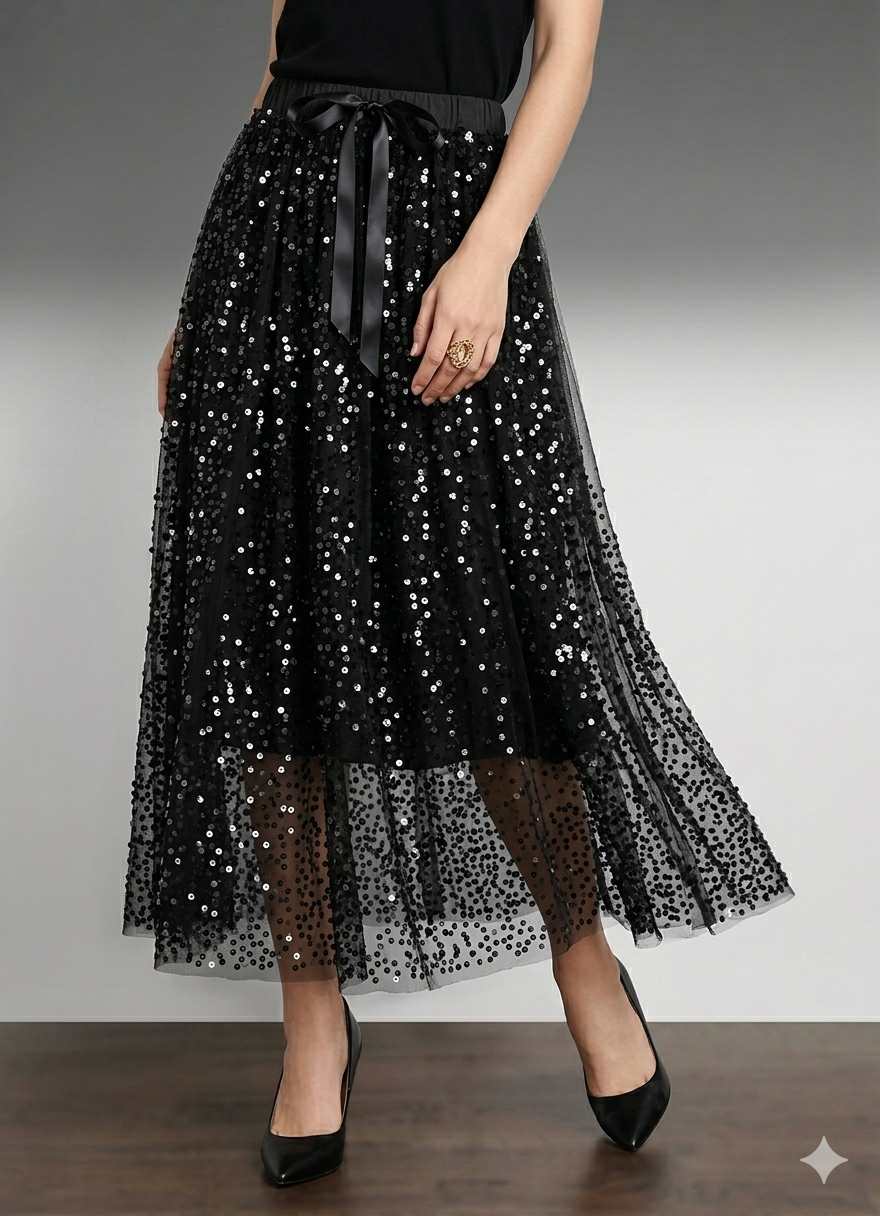 Icone™ SparkleSet: Casual Elegante Top En Glanzende Tulle Sparkle Set