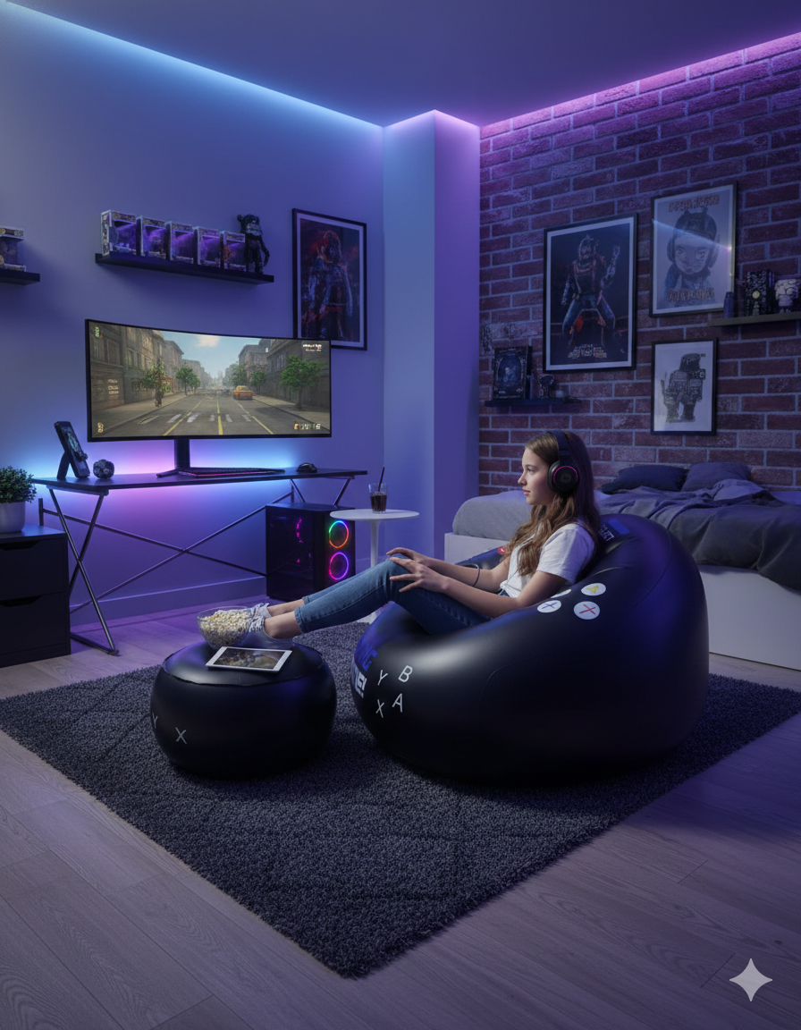 InflatableSeat: Gemakkelijk Opbergen Gezellig Draagbaar Gamen Opblaasbaar Zitting