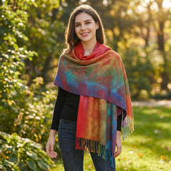 Icone™ ElegantScarf: Vrouwen's Levendige Kleurrijke Boheemse Tassel Elegante Sjaal