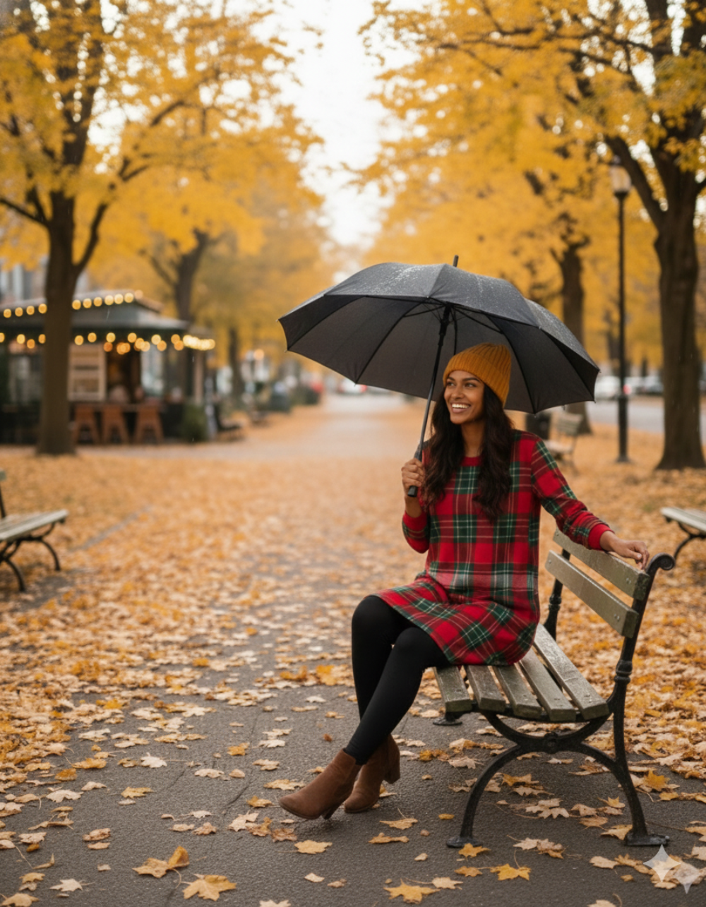 Icone™ CheckeredDress: Casual Ontspannen Pasvorm Lange Mouwen Geruit Jurk