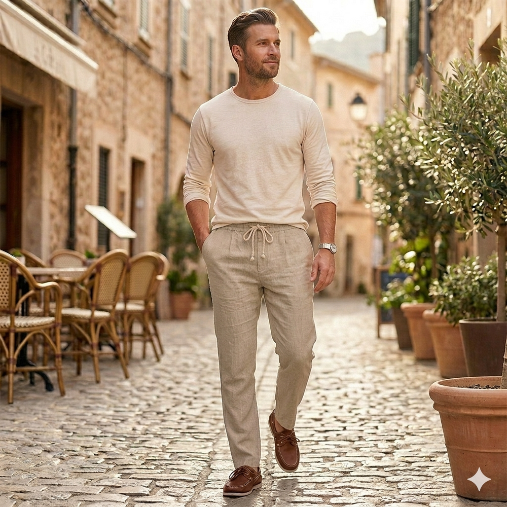 Icone™ SummerTrousers: Heren Trekkoord Taille Zomerbroeken
