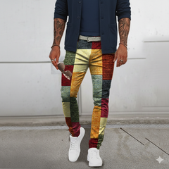 Icone™ RetroTrousers: Stijlvolle Kleurblok Vintage Slank Passende Retro Broek