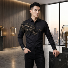 Icone™ SequinPolo - Elegante Draak Sequins Ontwerp Lange Mouwen Polo